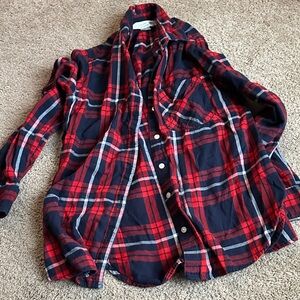 Old Navy Navy and Red Checkered Button-Down Shirt